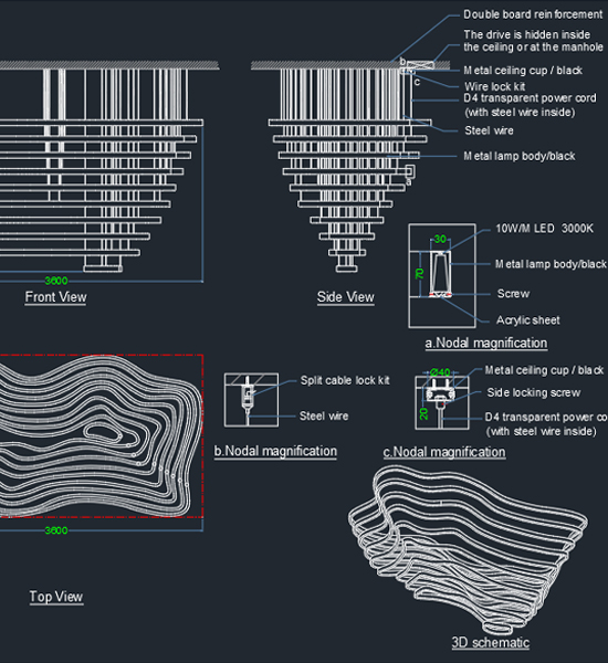 3D chandelier rendering showing the final project look