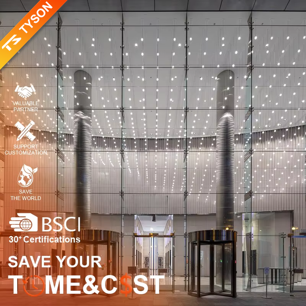 This is a modern minimalist point - light matrix lighting system. The lights are distributed in a dot matrix, creating a star - like visual effect with a strong sense of technology and art. It is used for space lighting and artistic decoration, creating an immersive and visually striking light - shadow atmosphere. It is suitable for atriums of large commercial complexes, high - end art galleries, modern airport terminals and other places.