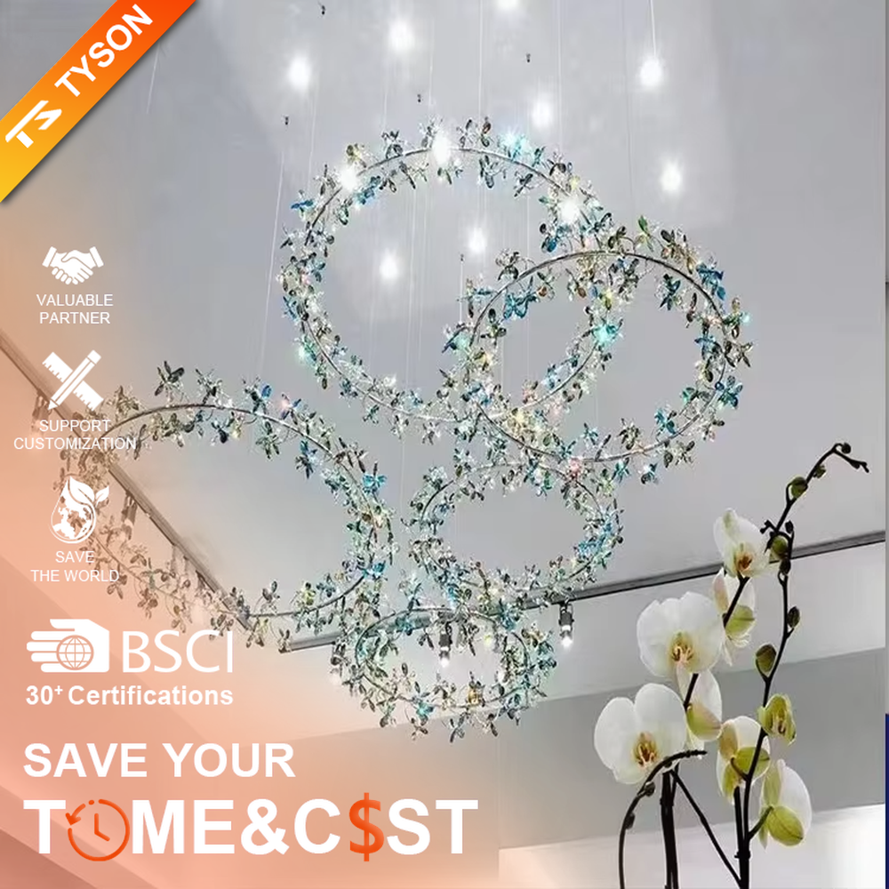 Art dark green crystal butterfly ceiling chandelier, warm light effect, creating a brilliant and dynamic romantic luxury space atmosphere.