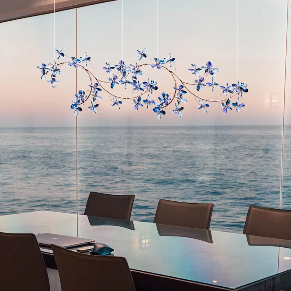 Art dark green crystal butterfly ceiling chandelier, warm light effect, creating a brilliant and dynamic romantic luxury space atmosphere.