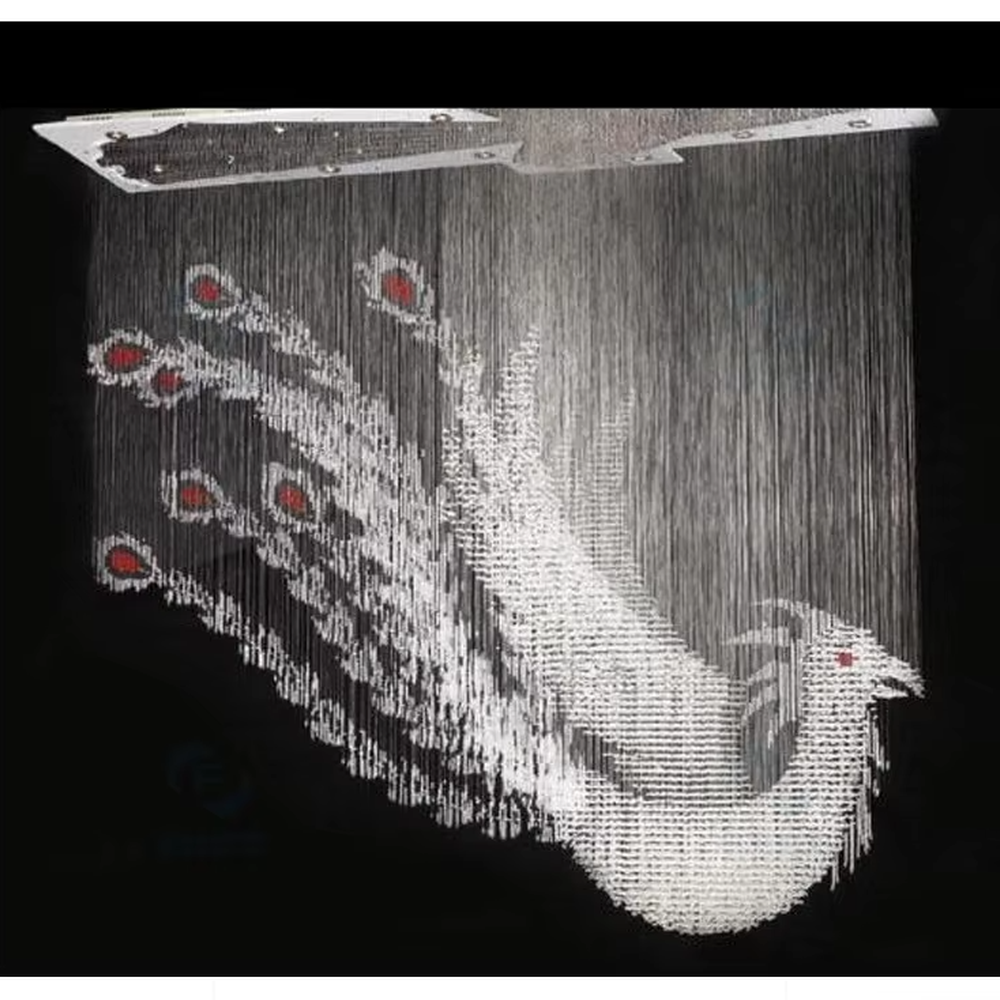 Art portrait light thread chandelier (light thread array + portrait shape), warm light effect, creating a shocking artistic space atmosphere.