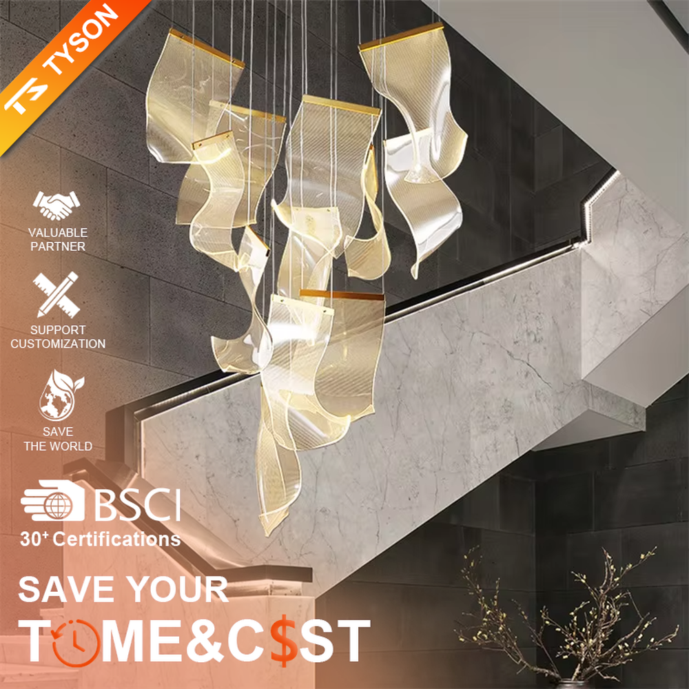 This is a modern artistic suspended chandelier, featuring an irregular clustered shape crafted from translucent pleated material, as light and dreamy as a cloud. It emits soft and gentle light, serving both lighting and artistic decoration purposes, suitable for villa high-ceiling living rooms, duplex voids, high-end clubs, art exhibition halls and other spaces.