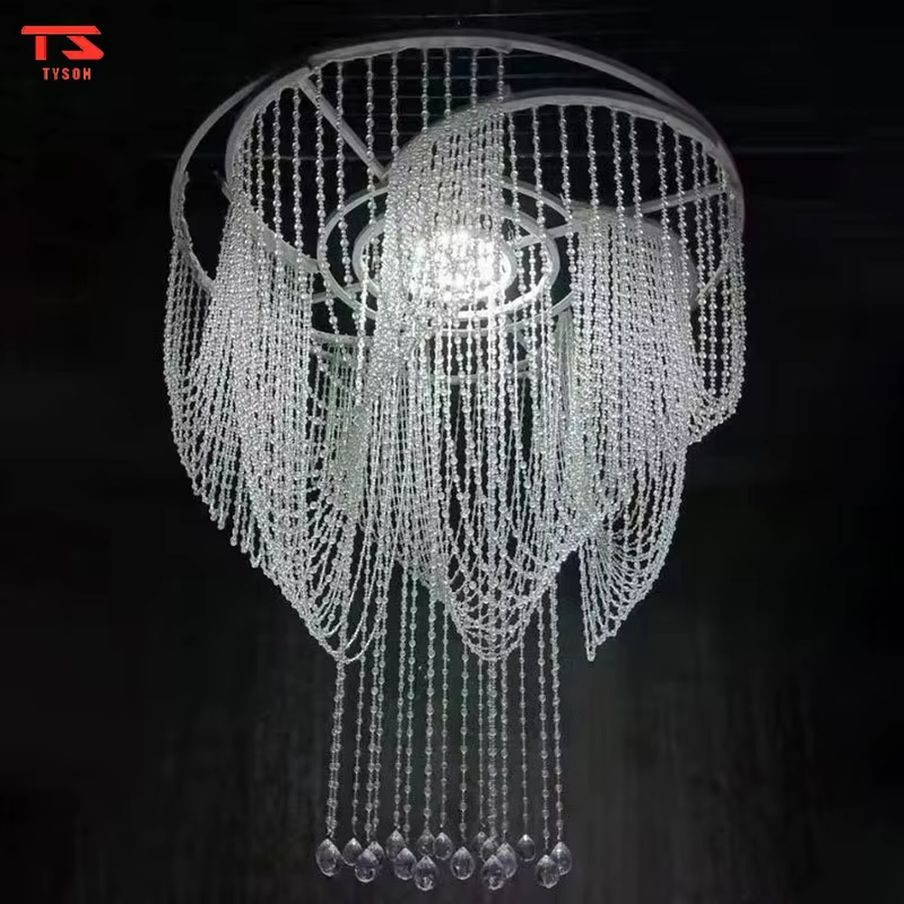 Custom crystal beaded engineering chandelier series, made of transparent crystal beads to create Y-shape, round, cross, square and other multi-shapes, with brilliant and transparent light, designed to create a high-end luxurious space atmosphere, suitable for large engineering scenarios such as hotel lobbies, sales offices, and club high-ceiling spaces