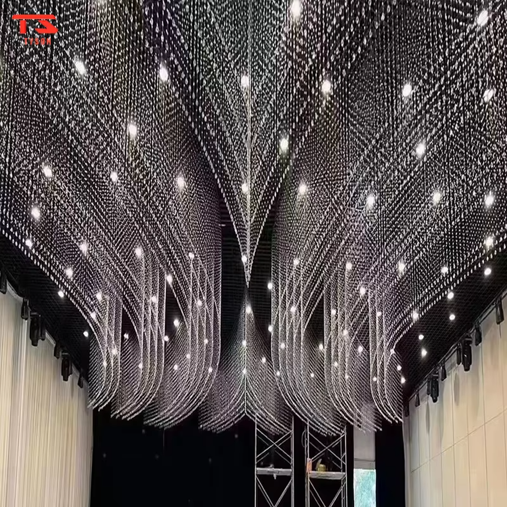 Custom crystal beaded engineering chandelier series, made of transparent crystal beads to create Y-shape, round, cross, square and other multi-shapes, with brilliant and transparent light, designed to create a high-end luxurious space atmosphere, suitable for large engineering scenarios such as hotel lobbies, sales offices, and club high-ceiling spaces