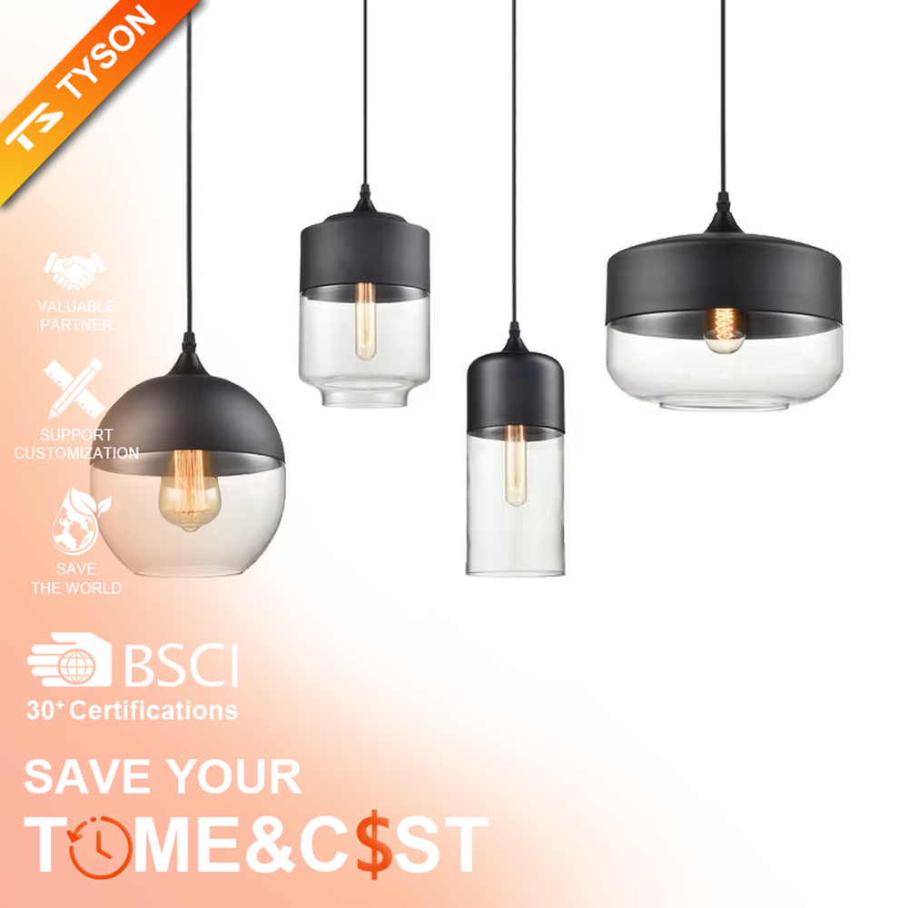 This set of Nordic-style creative small chandeliers features black metal top covers paired with amber glass lampshades, with various shapes that can be hung in combination, serving both lighting and decorative purposes, ideal for dining rooms, bars, Nordic-style homes and other scenarios.