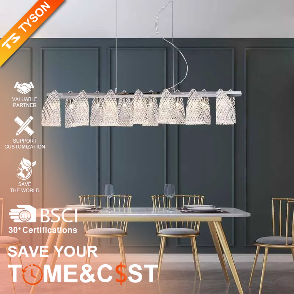Modern art flower-shaped textured transparent light luxury chandelier, silver-toned frame + warm light effect, creating an artistic light luxury home atmosphere.