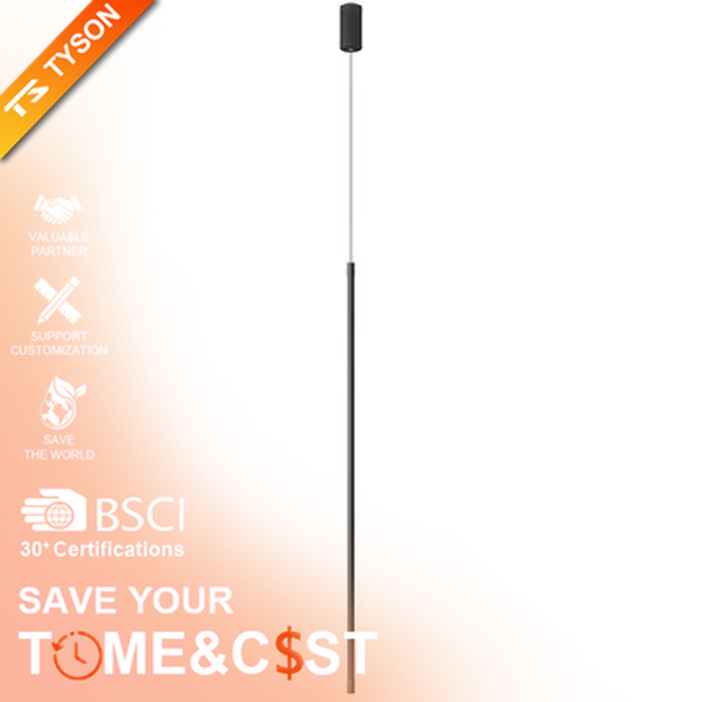 Minimalist black linear LED chandelier, with a long strip suspended design, soft and even light, used for lighting and decoration in dining tables, bars and other areas, suitable for modern minimalist, minimalist style home and commercial spaces
