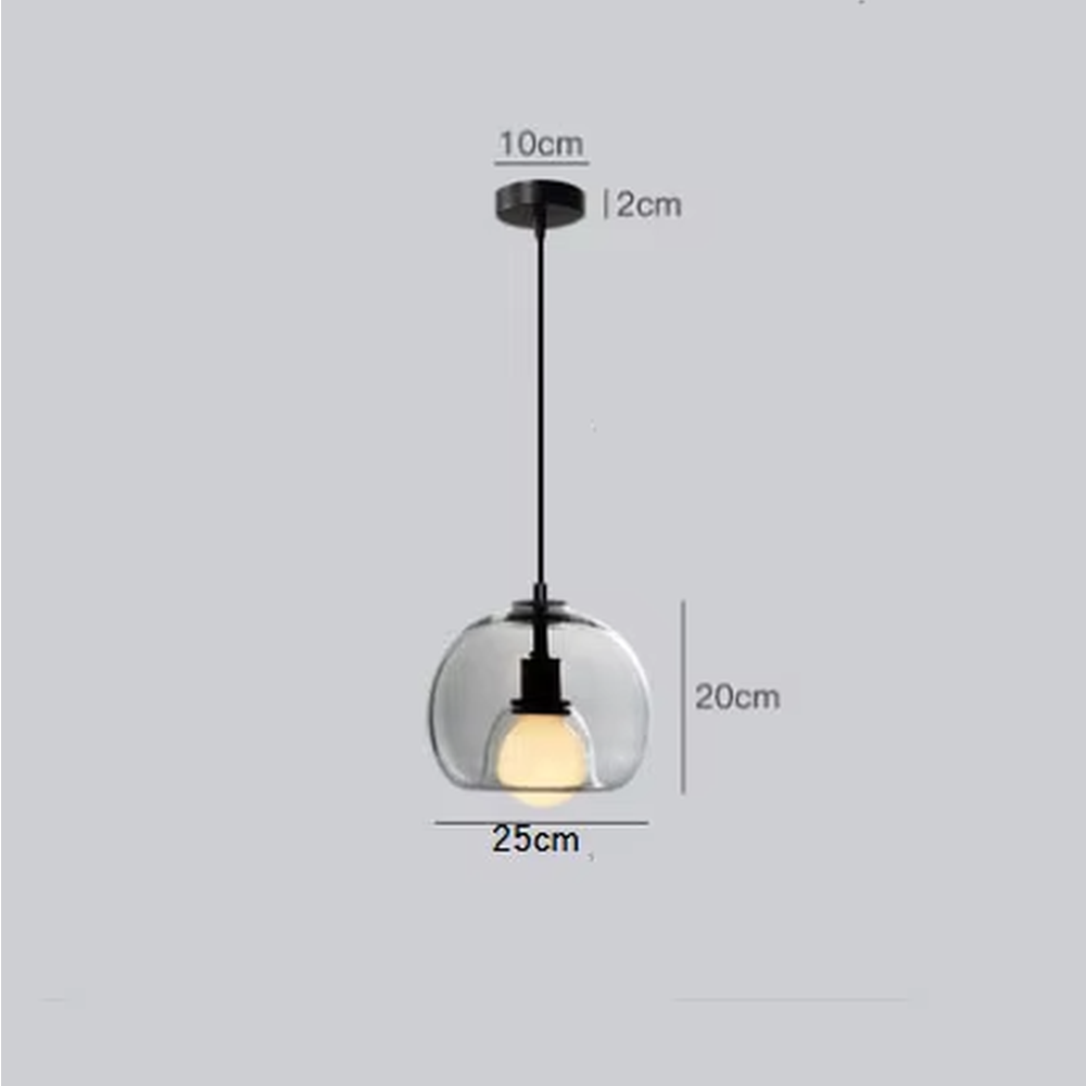 Modern minimalist dark green glass hemisphere chandelier, warm light effect, creating a high-quality minimalist space atmosphere.
