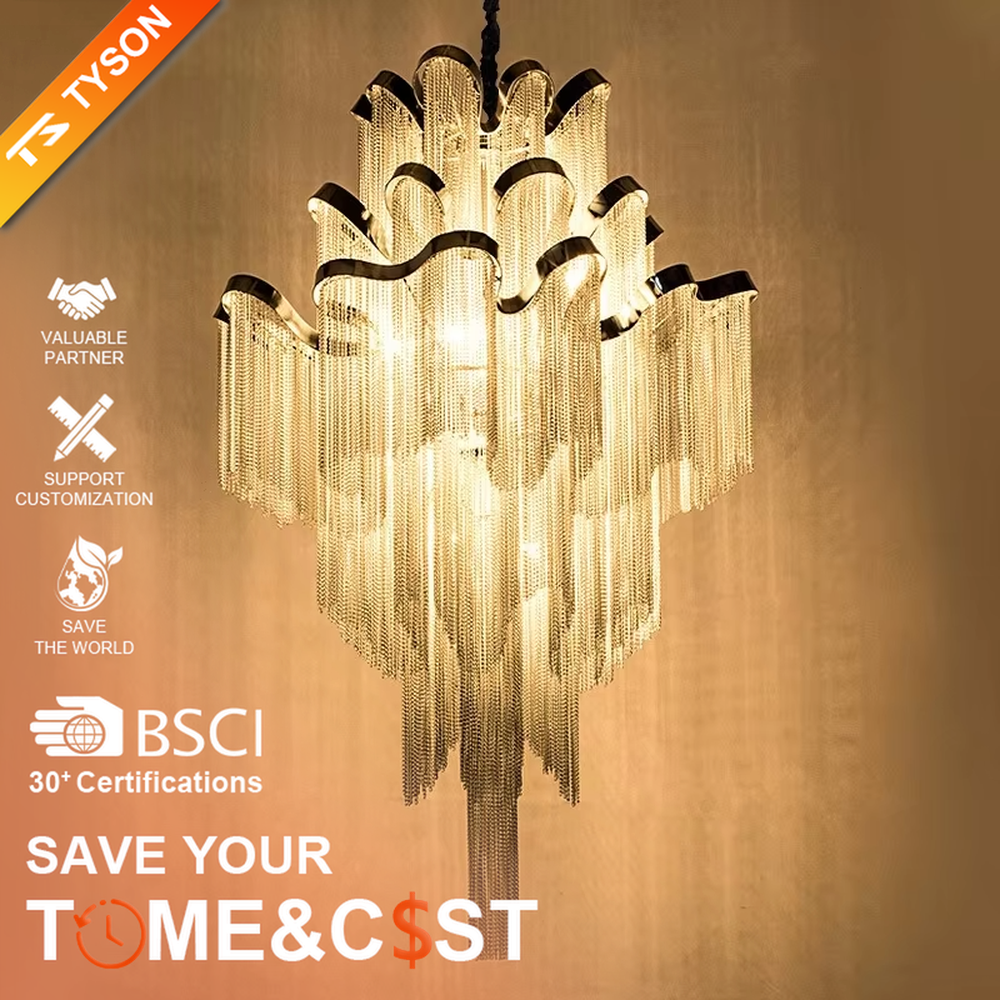 Modern light luxury silver frame crystal tassel irregular-shaped chandelier, warm light effect, creating a luxurious artistic atmosphere.