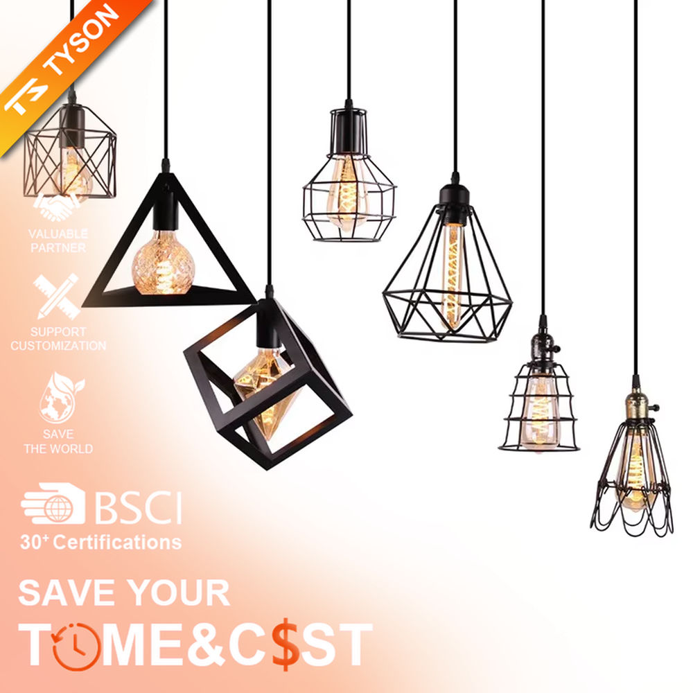 Industrial style iron mesh chandelier set, with black metal frames and pink/white cement texture tops, embedded with retro Edison bulbs, available in multiple shapes, designed to enhance the personalized atmosphere of spaces, suitable for restaurant bars, coffee shops, industrial style home and commercial spaces