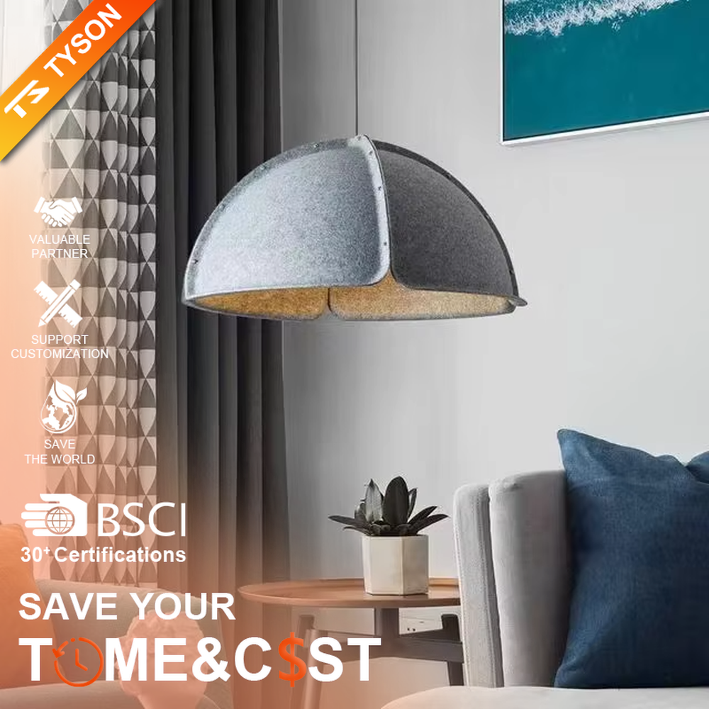 This is a modern minimalist gray spliced dome chandelier, with a gray spliced dome shape, metal rivet details, and an inner warm light design, featuring a minimalist and grand style. It is used for space lighting and decoration, creating a warm and modern atmosphere. Suitable for modern minimalist living rooms, Nordic-style restaurants, creative office areas and other places.