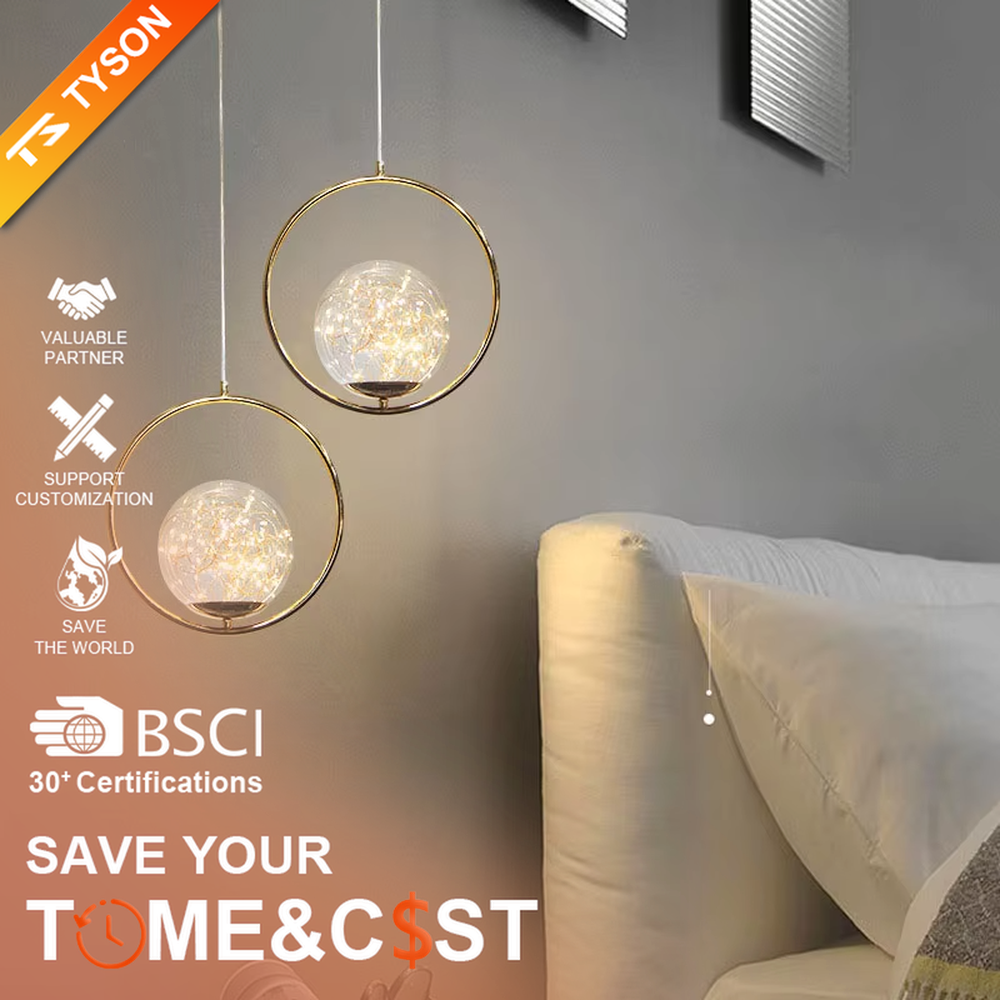 Light luxury gold ring firework glass ball chandelier (three-set model + warm light), warm light effect, creating a brilliant and high-end home atmosphere.