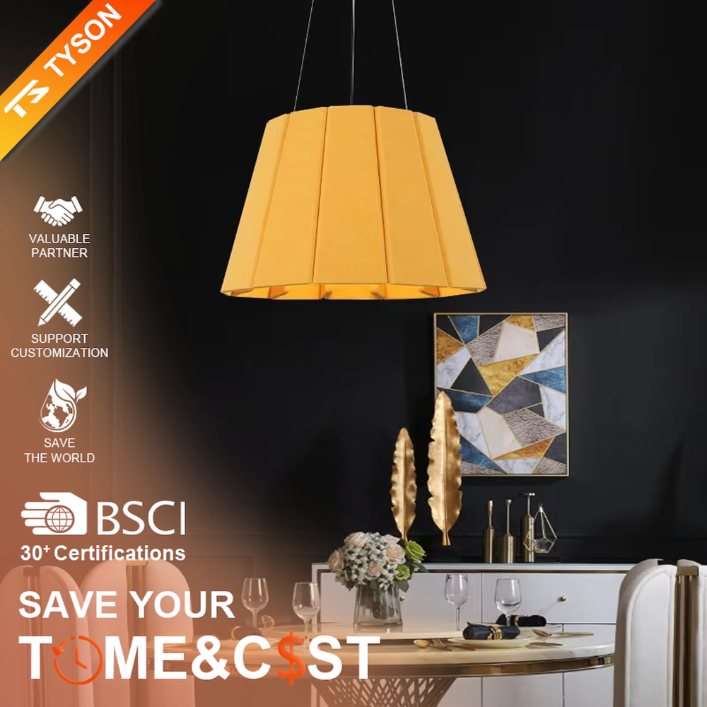 Elegant grand-style red pleated fabric hanging chandelier, black suspension rod + ceiling plate, soft and warm lighting, creating an exquisite elegant atmosphere.