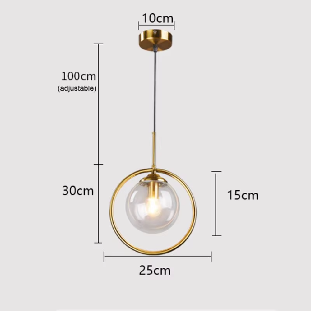 Modern light luxury golden ring glass ball chandelier (warm light), warm light effect, creating a simple and high-end warm space atmosphere.