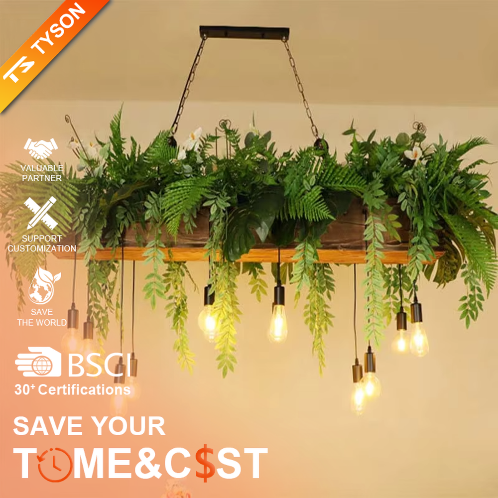 This is a natural and romantic floral retro chandelier, decorated with a large number of artificial flowers (pink and purple roses, etc.) and green plants (ferns, monstera leaves), paired with retro bulbs and a black metal frame. The design is natural and warm, with soft warm yellow lighting. It is used for space lighting and decoration, creating a natural romantic and warm retro atmosphere. Suitable for wedding venues, literary cafes, Nordic-style homestays, nature-themed restaurants and other places.