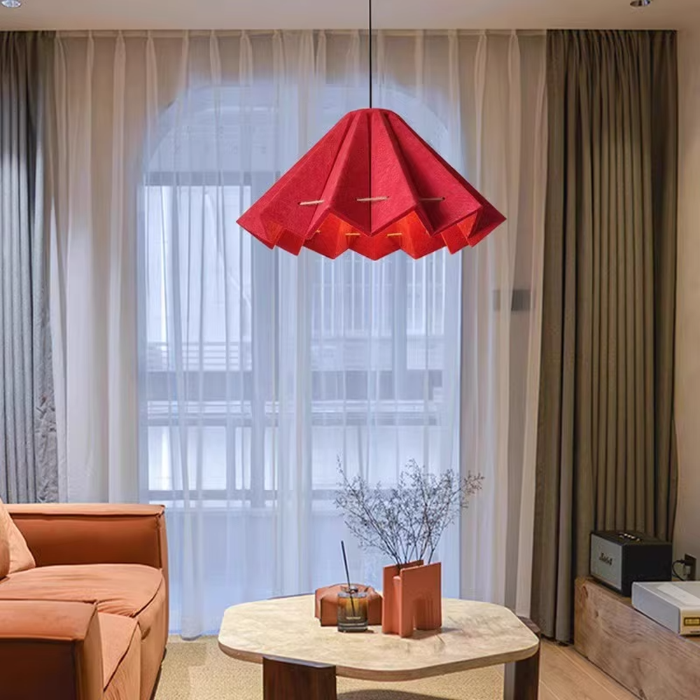 This is a modern artistic dark blue geometric origami chandelier, with a multi-layer origami structure, outer dark blue material and inner brown texture, featuring strong artistic sense and modern style. It is used for space lighting and decoration, creating an artistic and modern atmosphere. It is suitable for modern art home living rooms, designer studios, high-end creative restaurants and other places.