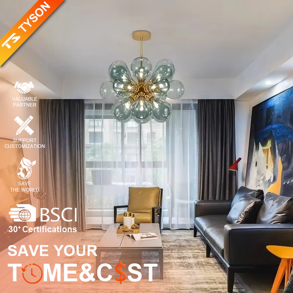 Light luxury rose-pink petal-shaped glass chandelier (gold core decoration), warm light effect, creating a romantic and sweet space atmosphere.