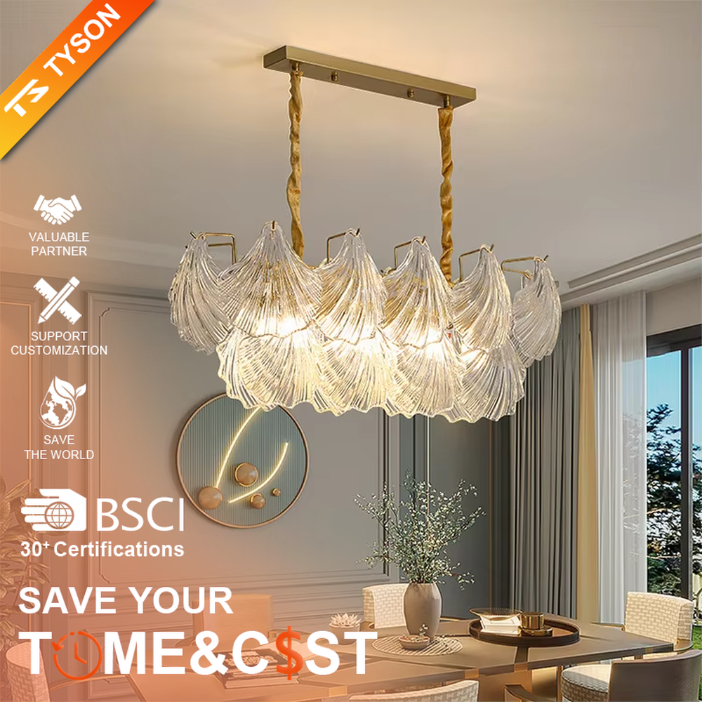 Light luxury ginkgo leaf crystal chandelier (gold frame + textured crystal), warm light effect, creating an elegant and brilliant light luxury home atmosphere.