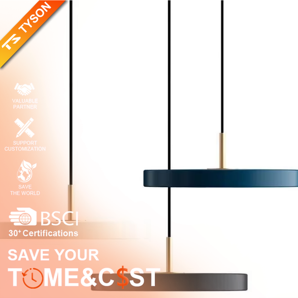 Modern minimalist disc LED chandelier, white suspended disc shape, available in black/gold two-color hanging wires, uniform and soft light, designed to enhance the minimalist and high-end atmosphere of spaces, suitable for dining rooms, living rooms, office areas and other modern minimalist spaces
