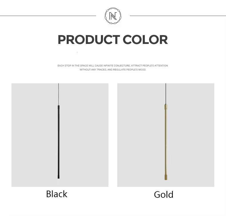 This minimalist linear chandelier features a slender black metal lamp body with a floating suspension design, emitting soft diffused light, serving both lighting and decorative purposes, ideal for bedroom bedside tables, living room feature walls, modern minimalist homes and other scenarios.