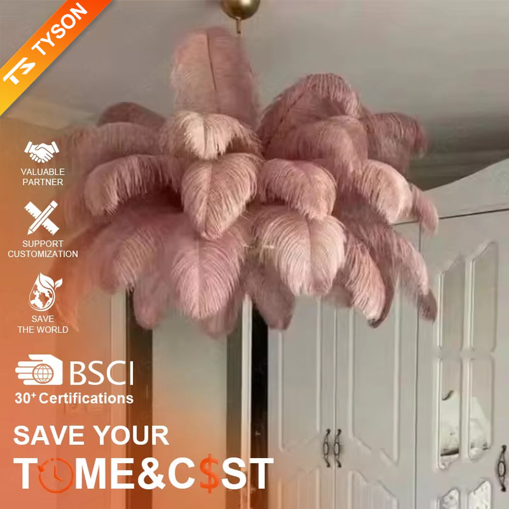 This is an artistic feather-shaped chandelier with layered dark blue feathers, featuring luxurious artistic sense. It is used for space lighting and decoration, creating a romantic and luxurious atmosphere. It is suitable for luxury-style home living rooms, art clubs, high-end homestays and other places.