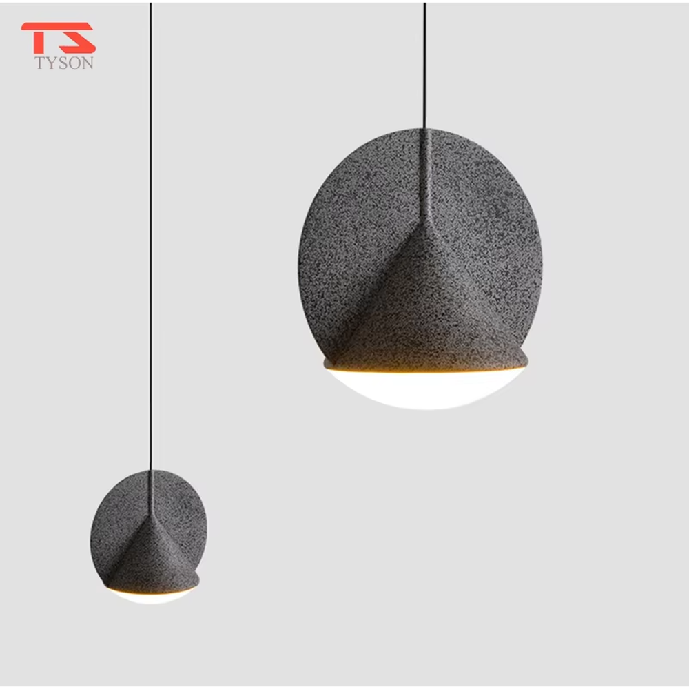 This minimalist acoustic chandelier features a hemispherical lampshade made of sound-absorbing felt (available in dark gray/navy blue), paired with a conical top design, serving both lighting and sound-absorbing functions, ideal for dining rooms, office areas, modern minimalist homes and other scenarios.
