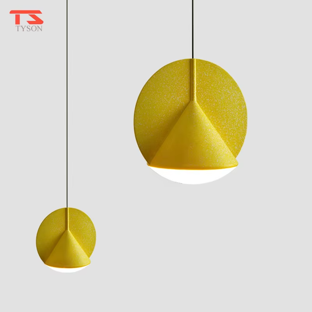 This minimalist acoustic chandelier features a hemispherical lampshade made of sound-absorbing felt (available in dark gray/navy blue), paired with a conical top design, serving both lighting and sound-absorbing functions, ideal for dining rooms, office areas, modern minimalist homes and other scenarios.