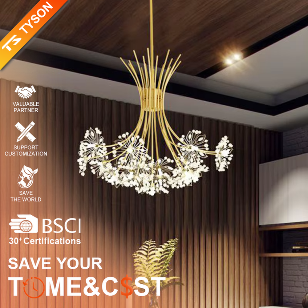 This modern artistic dandelion chandelier features a black metal branch frame, paired with transparent light-emitting lamp heads to present a visual effect of dandelion blooming. The light is soft and brilliant, serving both lighting and decorative purposes, suitable for modern minimalist or artistic style spaces such as bedrooms and living rooms.
