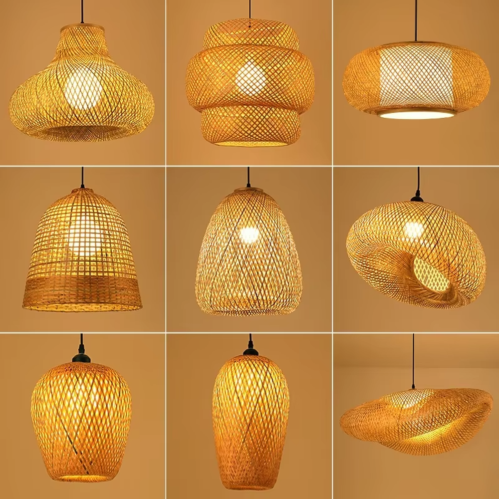 This new Chinese-style bamboo woven hemisphere chandelier is made of natural bamboo strips woven into a hollow hemisphere shape. Warm light refracts through the bamboo texture to emit a soft halo, serving both lighting and decorative purposes, suitable for natural-style spaces such as restaurants, homestays, and cafes.