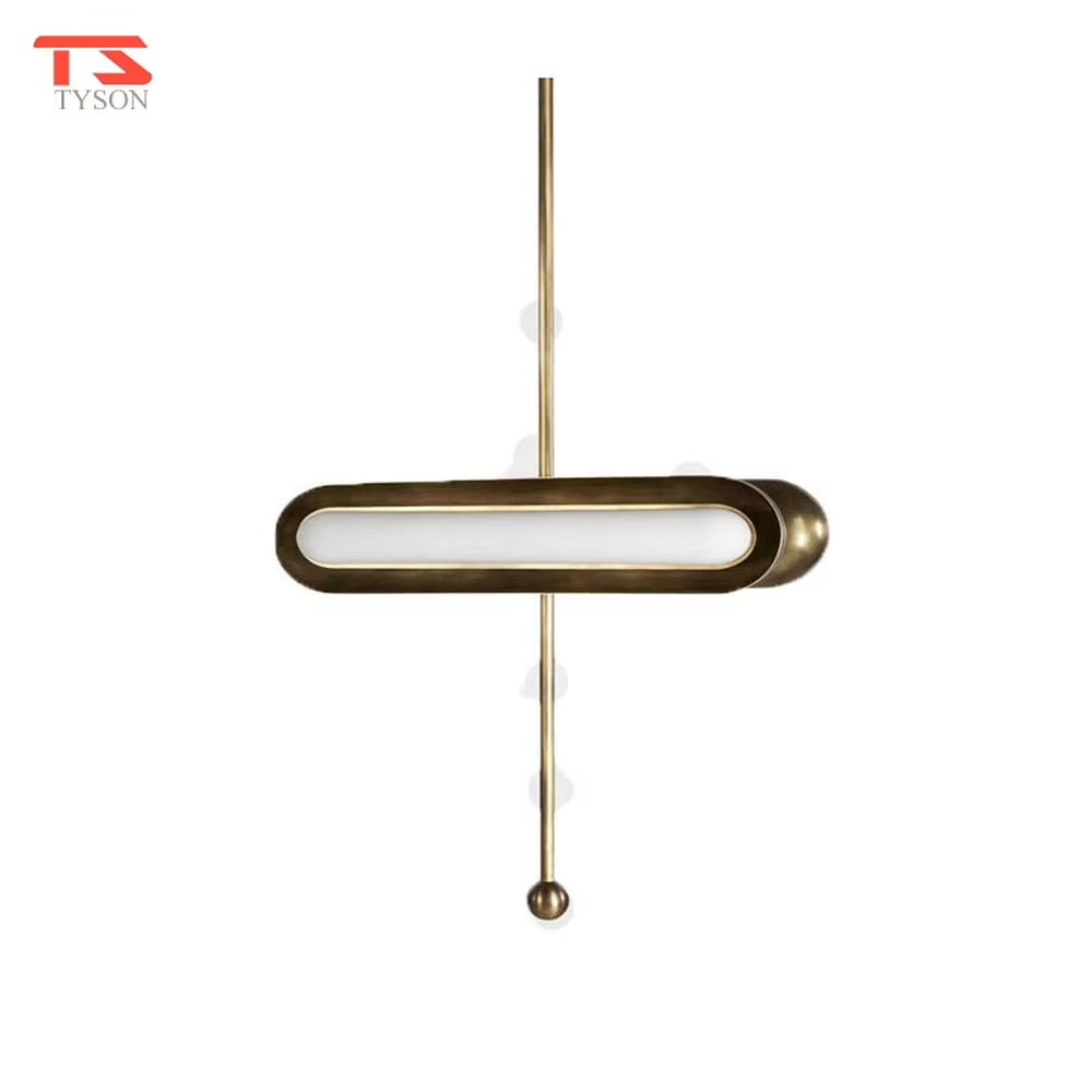 This is a modern light luxury cross-shaped artistic pendant light, featuring a bronze metal frame paired with an oval soft light-emitting lamp body, with simple and balanced lines, serving both lighting and decorative purposes, suitable for entrances, bedroom headboards, light luxury bars, minimalist living rooms and other scenarios.