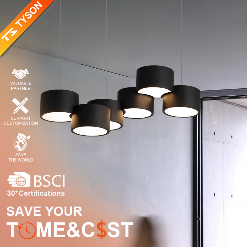 A modern minimalist multi-head cylindrical chandelier, featuring a white metal housing with a staggered stacked layout, built-in LED light source. It emits soft and uniform warm light when lit, combining decorative appeal with practical illumination, ideal for creating a minimalist and fresh space atmosphere.