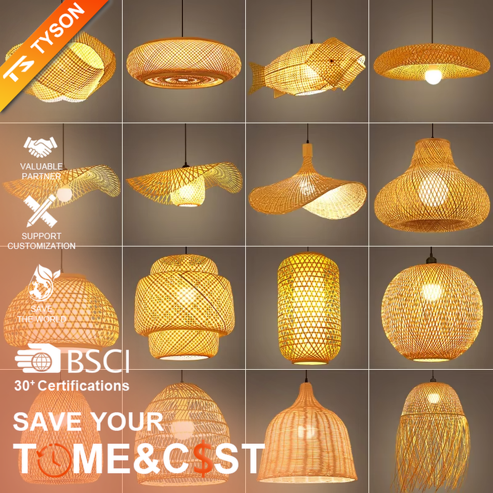 This new Chinese-style bamboo woven hemisphere chandelier is made of natural bamboo strips woven into a hollow hemisphere shape. Warm light refracts through the bamboo texture to emit a soft halo, serving both lighting and decorative purposes, suitable for natural-style spaces such as restaurants, homestays, and cafes.
