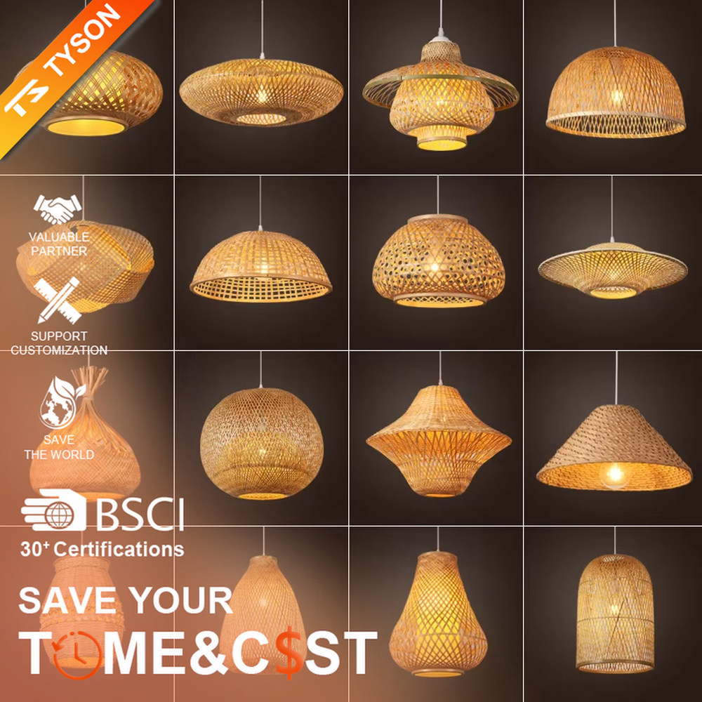 This retro-style bamboo woven cone chandelier is made of natural bamboo strips woven into a hollow cone shape. Warm light refracts through the bamboo texture to emit a soft halo, serving both lighting and decorative purposes, suitable for atmospheric spaces such as retro restaurants and bars.