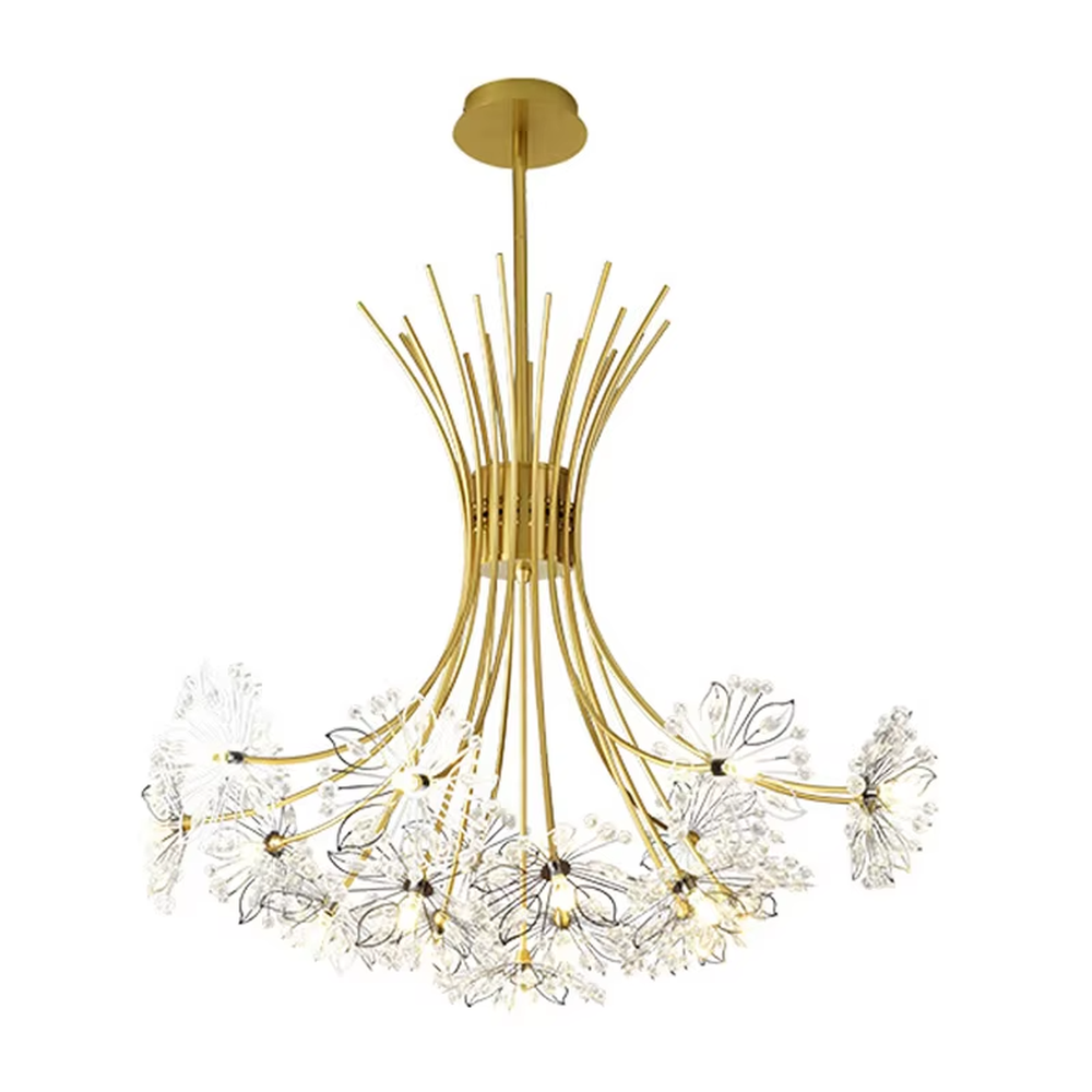 This modern artistic dandelion chandelier features a black metal branch frame, paired with transparent light-emitting lamp heads to present a visual effect of dandelion blooming. The light is soft and brilliant, serving both lighting and decorative purposes, suitable for modern minimalist or artistic style spaces such as bedrooms and living rooms.
