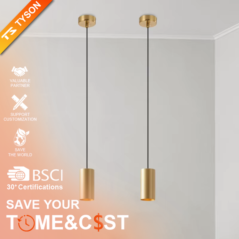 This is a modern light luxury gold cylindrical triple-head pendant light, featuring a linear bronze metal base paired with cylindrical lamp bodies, with a staggered hanging design that is simple and neat. It emits soft and uniform light, serving both lighting and decorative purposes, suitable for dining rooms, bars, minimalist living rooms and other scenarios.