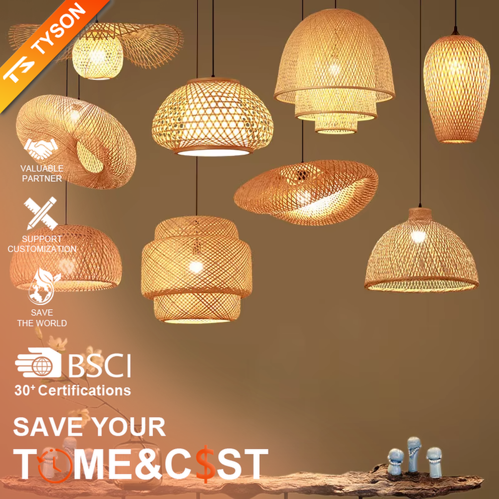 This new Chinese-style multi-layer bamboo woven lantern chandelier is made of natural bamboo strips woven into a hollow lantern shape. Warm light refracts a soft halo through the bamboo texture, serving both lighting and decorative purposes, suitable for natural-style spaces such as tea rooms and restaurants.