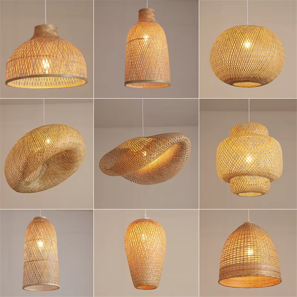 This new Chinese-style bamboo woven lantern chandelier is made of natural bamboo strips woven into a multi-layer hollow lantern shape. Warm light refracts through the bamboo texture to emit a soft halo, serving both lighting and decorative purposes, suitable for Chinese restaurants, homestays, cafes and other spaces.