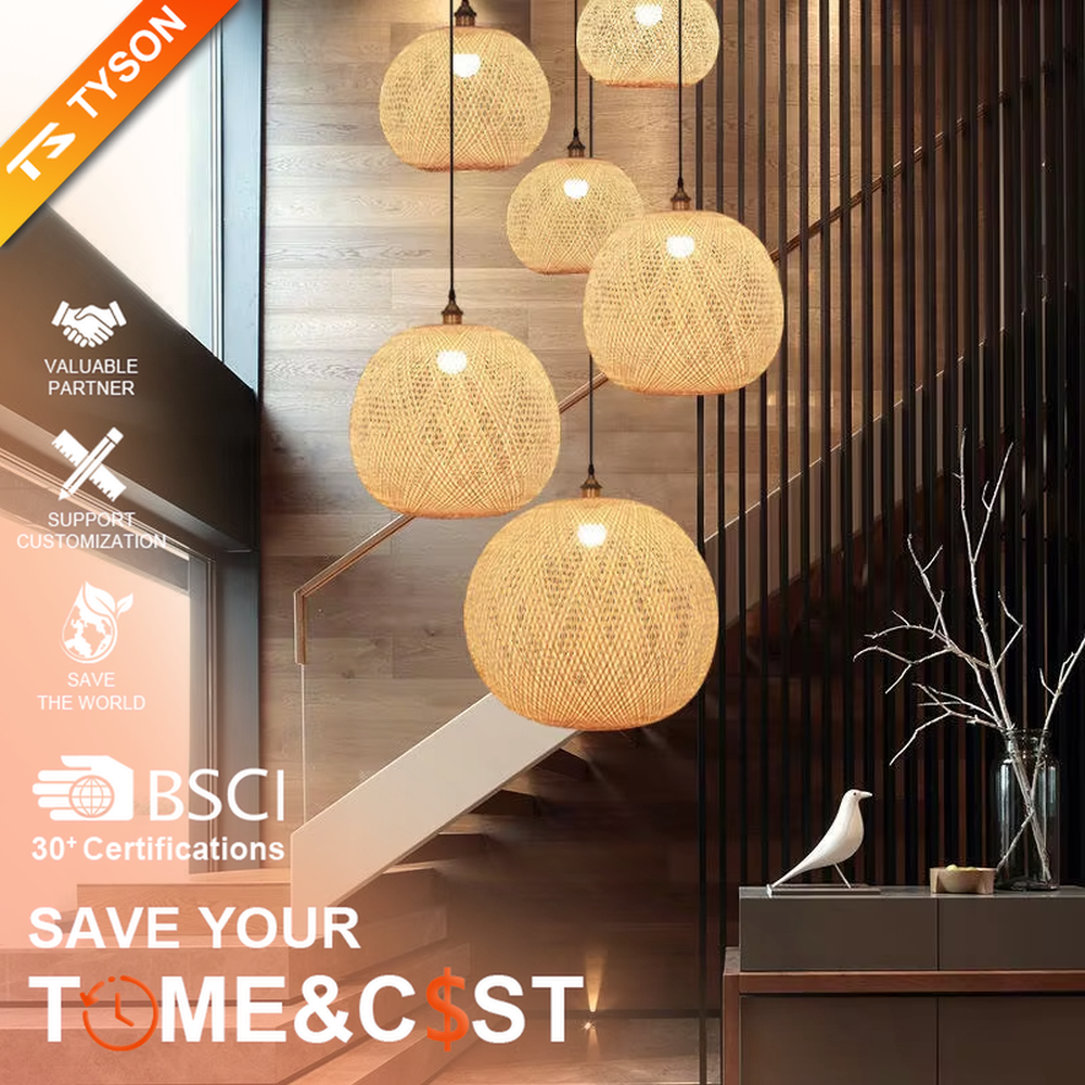 This new Chinese-style bamboo woven hemisphere chandelier is made of natural bamboo strips woven into a hollow hemisphere shape. Warm light refracts a soft halo through the bamboo texture, serving both lighting and decorative purposes, suitable for natural-style spaces such as restaurants and homestays.

