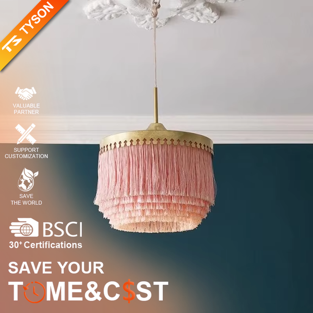 Modern light luxury multi-layer tassel chandelier, with a gold metal top ring paired with three layers of white cascading tassel lampshades, emitting soft and warm light, combining decorativeness and lighting function, suitable for core lighting and atmosphere creation in spaces such as bedrooms, dining rooms, and cloakrooms.