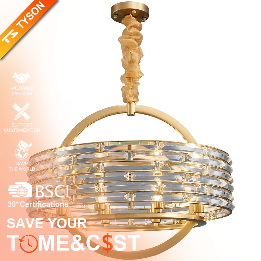 Modern Light Luxury Rectangular Layered Crystal Chandelier, Gold metal frame with multi-layer transparent crystal strips, serves both lighting and decorative purposes, ideal for dining rooms, living rooms, villas and other light luxury spaces.