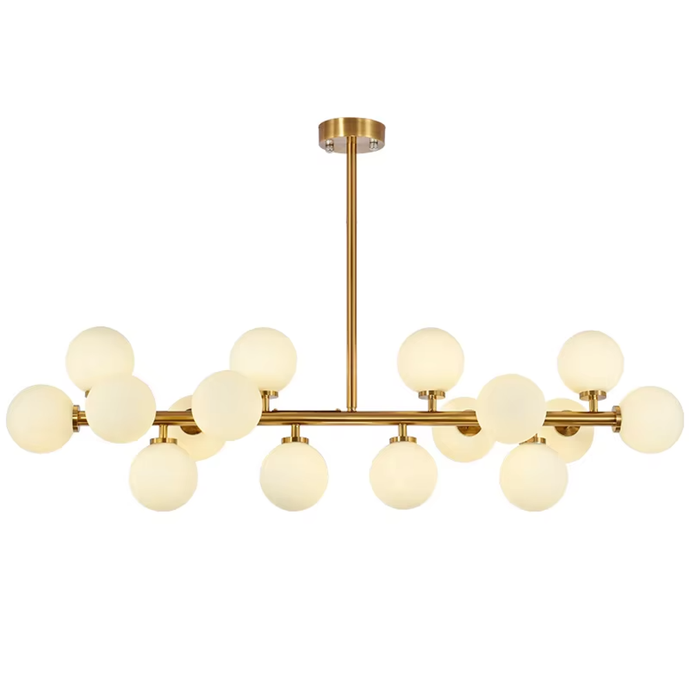 Modern minimalist cloud-shaped chandelier, with a golden metal frame and milky white glass ball lampshades, featuring soft and uniform light, combining decorative and lighting functions, suitable for living rooms, dining rooms, bedrooms and other modern style spaces.