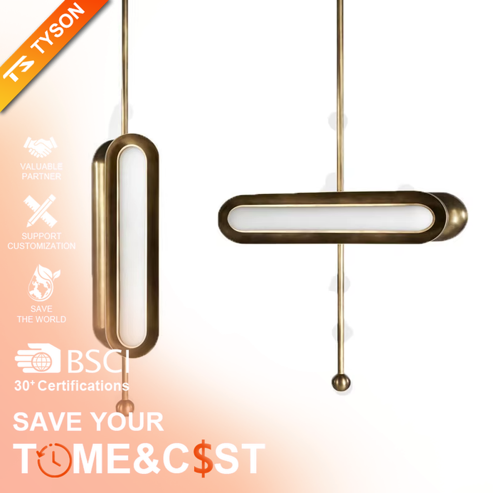 This is a modern light luxury cross-shaped artistic pendant light, featuring a bronze metal frame paired with an oval soft light-emitting lamp body, with simple and balanced lines, serving both lighting and decorative purposes, suitable for entrances, bedroom headboards, light luxury bars, minimalist living rooms and other scenarios.