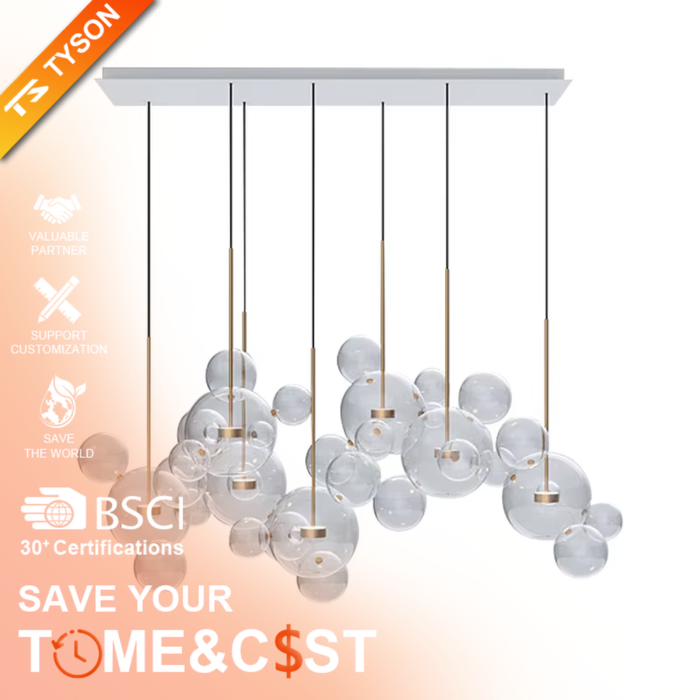 A modern dreamy cloud bubble chandelier, composed of multiple frosted glass balls of varying sizes paired with gold suspension rods. It emits soft and even light when lit, combining decorative appeal with practical illumination, ideal for creating a romantic and soothing space atmosphere.