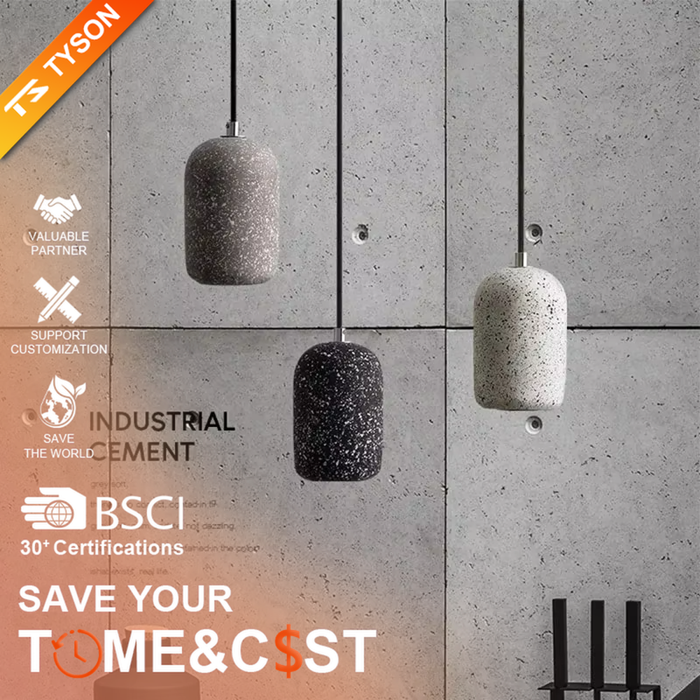 Modern industrial style terrazzo texture single-head chandelier, available in three colors (white, brown, black), with a cylindrical particle-textured lamp body that emits soft, focused light. It combines decorativeness and practicality, suitable for ambient and supplementary lighting in restaurant bars, bedroom nightstands, industrial-style shops, etc.