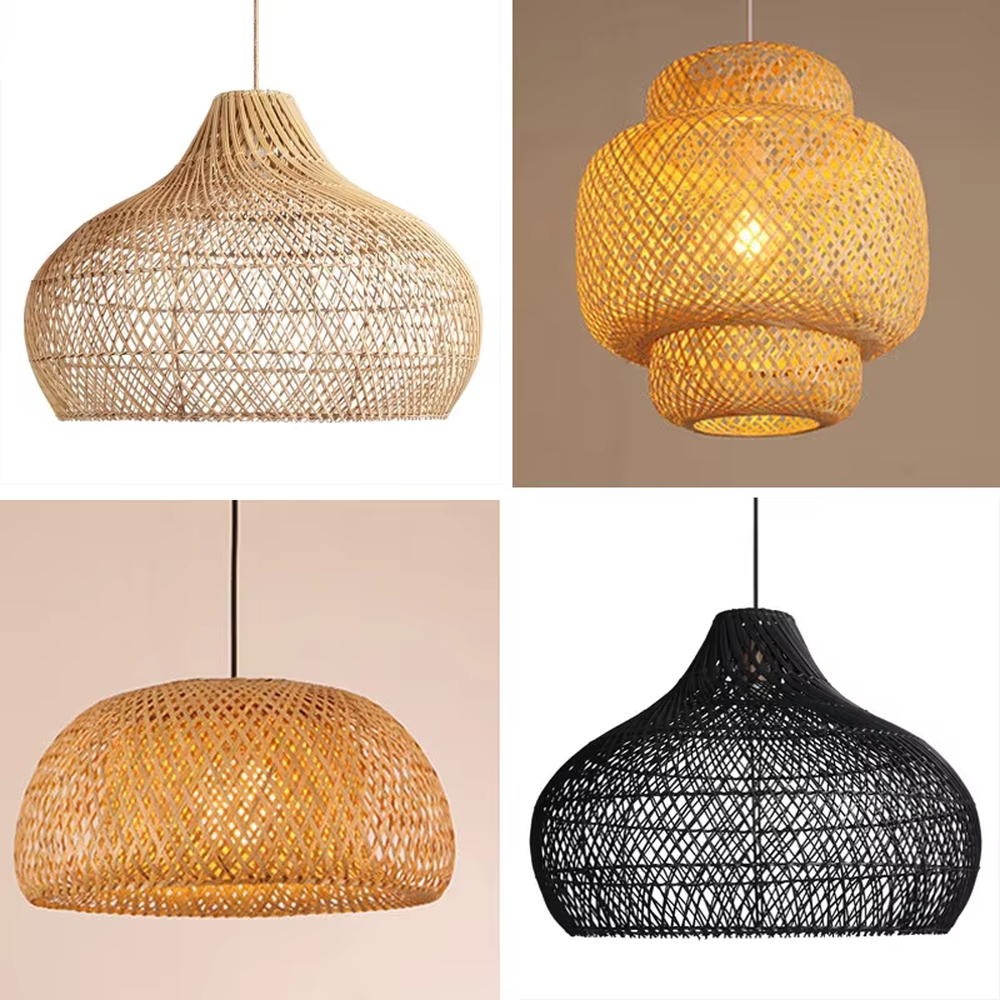 This retro-style bamboo woven cone chandelier is made of natural bamboo strips woven into a hollow cone shape. Warm light refracts through the bamboo texture to emit a soft halo, serving both lighting and decorative purposes, suitable for atmospheric spaces such as retro restaurants and bars.