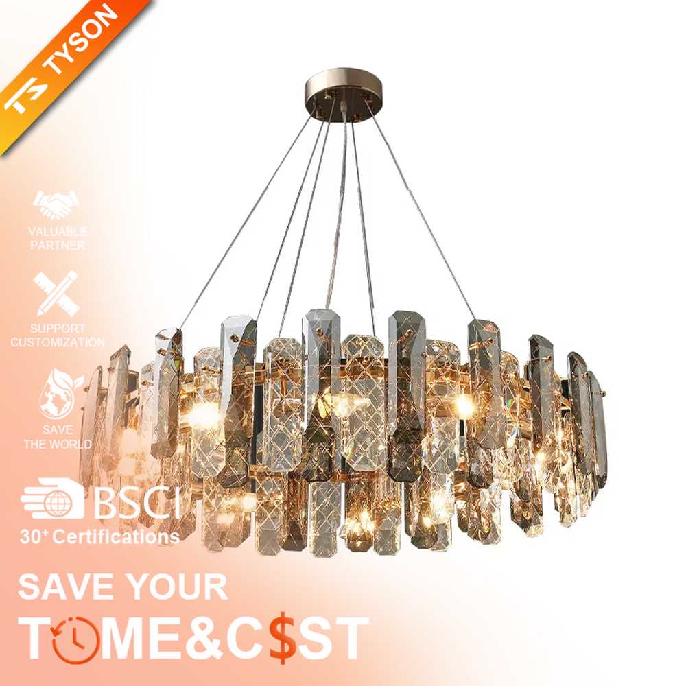 This modern light luxury circular crystal chandelier features a metal frame, inlaid with multi-faceted cut crystal pieces to form a rounded shape. When lit, light refracts through the crystal to emit a brilliant and luxurious glow, combining an exquisite texture with an ambient atmosphere. Ideal for living rooms, dining rooms, light luxury apartments, and other spaces, it adds an exquisite and sophisticated touch to modern minimalist or light luxury home environments.