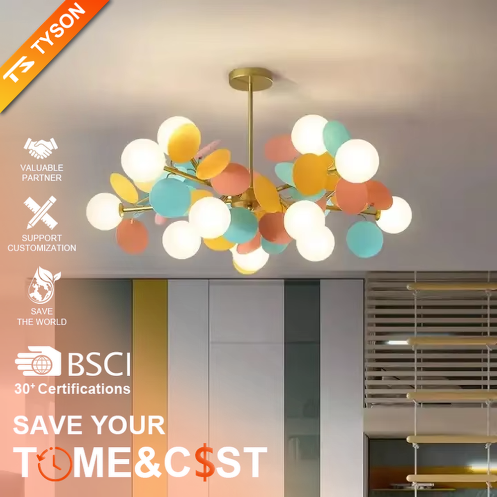 Modern light luxury firefly chandelier, featuring a radial branch frame in brass metal paired with clustered milk-white frosted glass balls to form a starburst shape. It emits soft and translucent light, combining a dreamy feel and elegant ambiance, making it a high-end decorative lighting fixture that elevates the space's style.