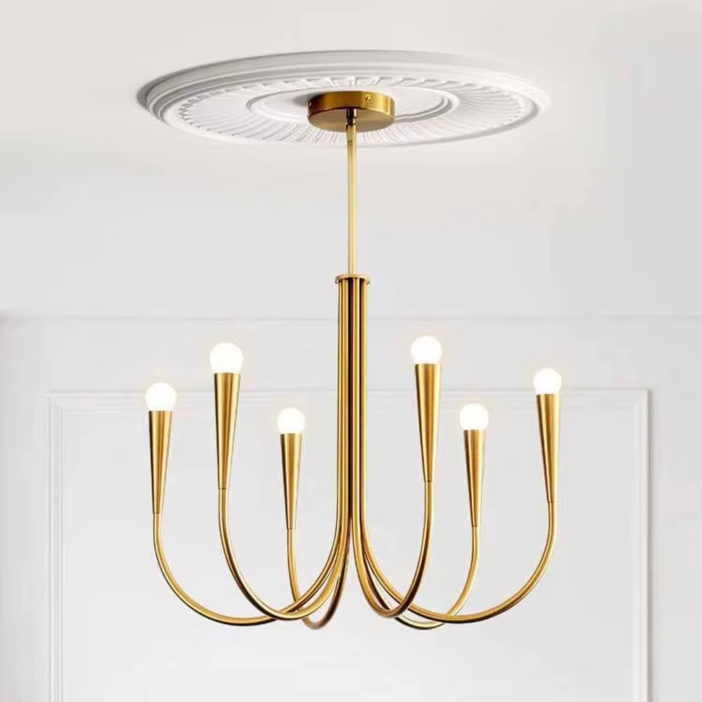 This modern minimalist curved-arm chandelier features a black matte metal frame with 6 fluid, staggered curved arms and milky white spherical lampshades, creating an elegant and layered look. When lit, it emits soft and even light, combining design appeal with an ambient atmosphere. Ideal for living rooms, dining rooms, bedrooms, and other spaces, it adds an exquisite and soft touch to modern minimalist, Nordic, or industrial-style home environments.
