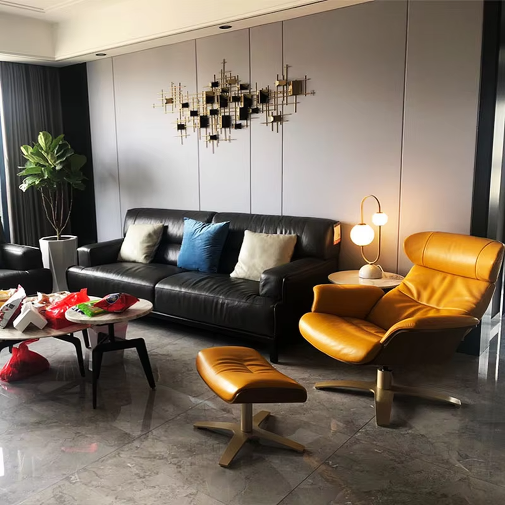 Modern light luxury U-shaped gold frame double-ball table lamp, white glass lampshades + white hemispherical base, soft lighting, creating a minimalist high-end atmosphere.