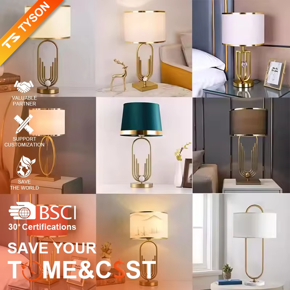 This is a light luxury artistic golden oval metal table lamp, with a golden metal oval frame with line decorations, paired with a beige fabric round lampshade. It features a light luxury and elegant design, with warm and soft lighting. It is used for local desktop lighting and decoration, creating a light luxury artistic atmosphere. Suitable for light luxury-style bedroom bedside tables, modern minimalist living room side tables, high-end hotel guest rooms and other places.